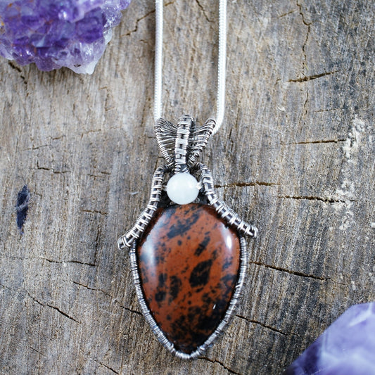 Red Mahogany Obsidian Wire Wrapped Pendant